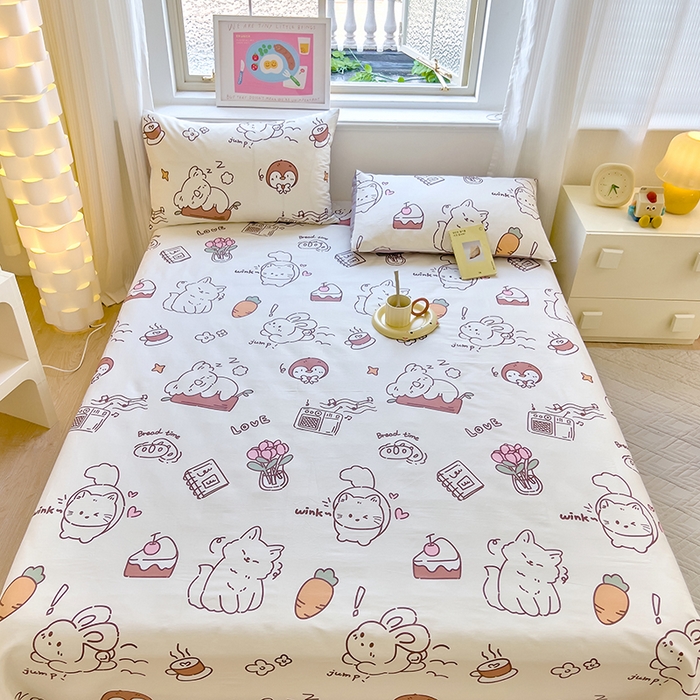 91家纺网 家纺一手货源 找家纺 拾物记 2024新款全棉喷气12868床单 萌宠日常