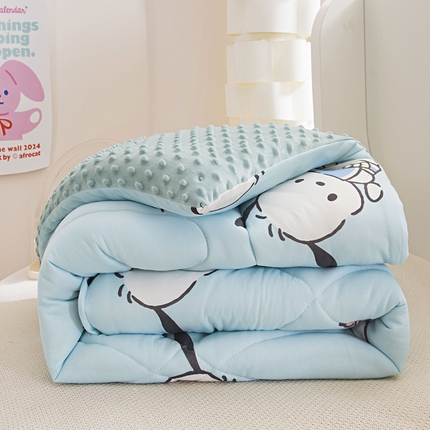 91家纺网 家纺一手货源 找家纺 （总）萌宝 2024新款A类三丽欧针织棉儿童豆豆被幼儿园卡通春秋被冬被