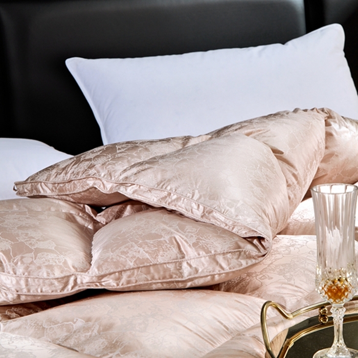 91家纺网 家纺一手货源 找家纺 静若居 2024新款羽绒被壳高精密真丝提花羽绒被壳单层防绒婚庆款 粉