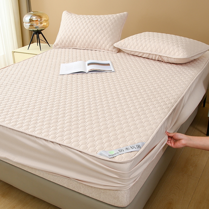 91家纺网 家纺一手货源 找家纺 老帅的工厂店 2025新款夹棉纯色防水床笠本色