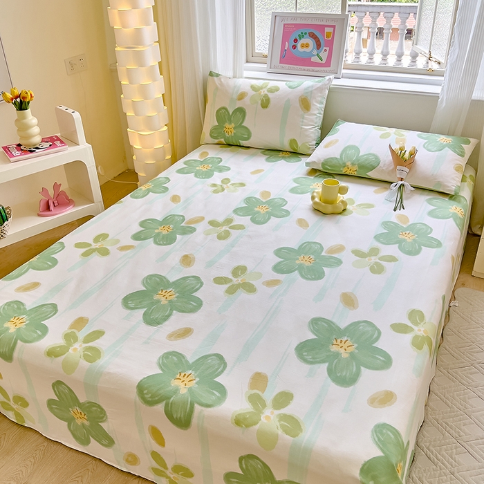 91家纺网 家纺一手货源 找家纺 拾物记 2024新款全棉喷气12868床单 半夏花语