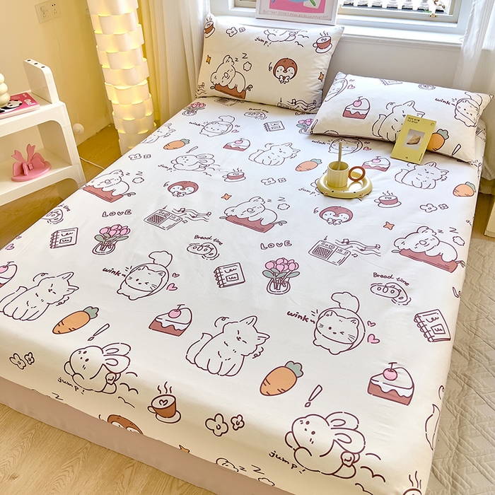 91家纺网 家纺一手货源 找家纺 拾物记 2024新款A类12868全棉喷气床笠 萌宠日常