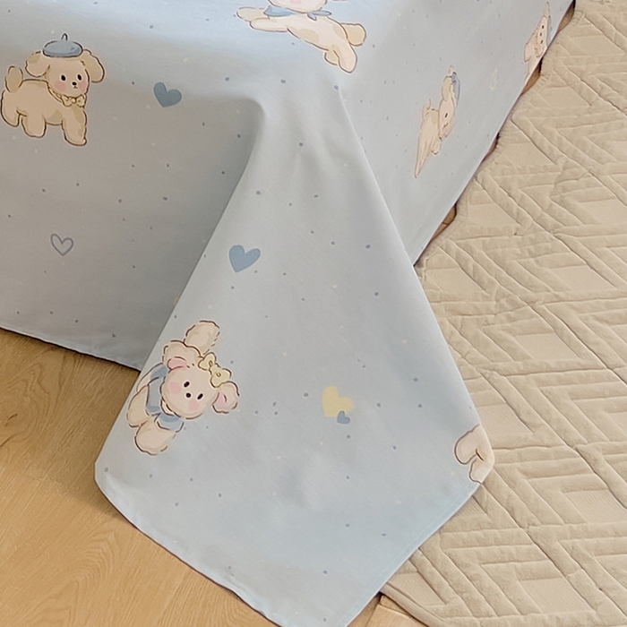 91家纺网 家纺一手货源 找家纺 拾物记 2024新款全棉喷气12868床单 帽子小奶狗