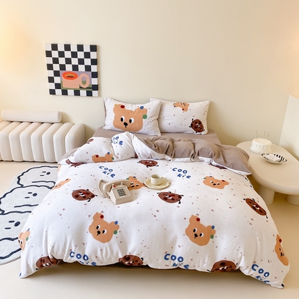 时光里 2024新款数码印花牛奶绒四件套 曲奇小汪