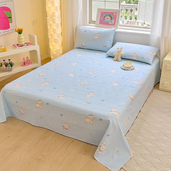 91家纺网 家纺一手货源 找家纺 拾物记 2024新款全棉喷气12868床单 帽子小奶狗