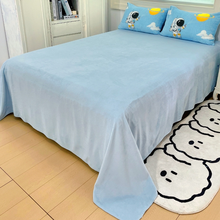 91家纺网 家纺一手货源 找家纺 浩诚 2024新款大版卡通高克重加厚保暖牛奶绒四件套太空人宇航员系列-原创设计 太空漫步