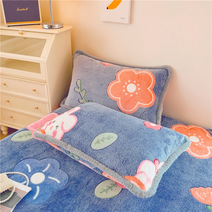 91家纺网 家纺一手货源 找家纺 喜居 喜居 2024新款雪花绒床笠印花牛奶绒床笠三件套单床笠 夜来香