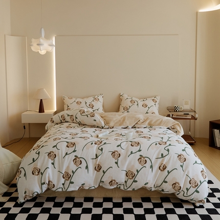 时光里 2024新款数码独版印花牛奶绒四件套 知秋