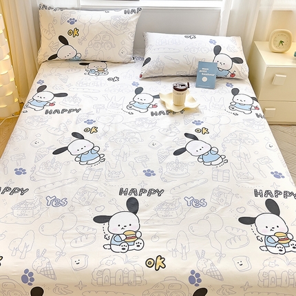 91家纺网 家纺一手货源 找家纺 拾物记 2024新款全棉喷气12868床单 蓝色小狗