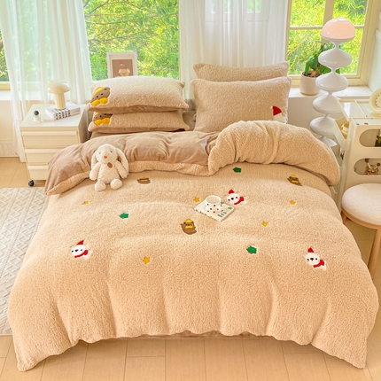 91家纺网 家纺一手货源 找家纺 （总）丝涟 2025新款高克重A类毛巾绣羊羔绒牛奶绒四件套