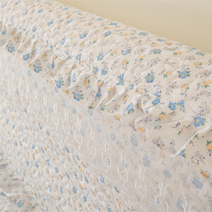 91家纺网 家纺一手货源 找家纺 十个点家纺 2024新款云锦棉印花床裙三件套-晚秋系列 繁花似锦