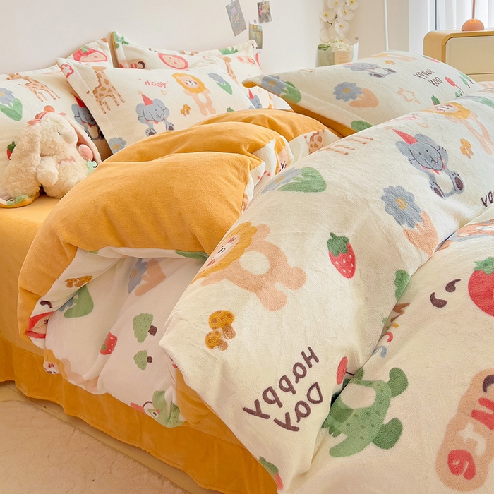 91家纺网 家纺一手货源 找家纺 大柏树 2025新款A类高克重亲肤舒适牛奶绒印花四件套-四件套可定制 布拉乐园