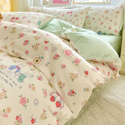 91家纺网 家纺一手货源 找家纺 （总）拾物记 2024新款A类12868全棉喷气印花四件套-第二批