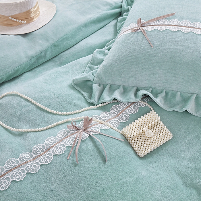 91家纺网 家纺一手货源 找家纺 （总）卡迪亚家纺 2024新款牛奶绒床盖款公主风四件套-依琳系列