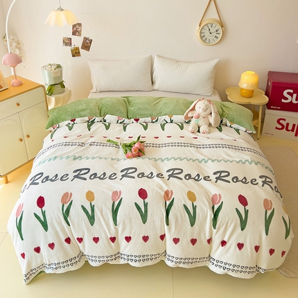 91家纺网 家纺一手货源 找家纺 大柏树 2025新款A类高克重亲肤舒适牛奶绒印花四件套-单被套可定制 寻彩