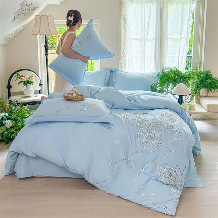 91家纺网 家纺一手货源 找家纺 （总）红番天家居馆 2025新款长绒棉四件套-亦蝶