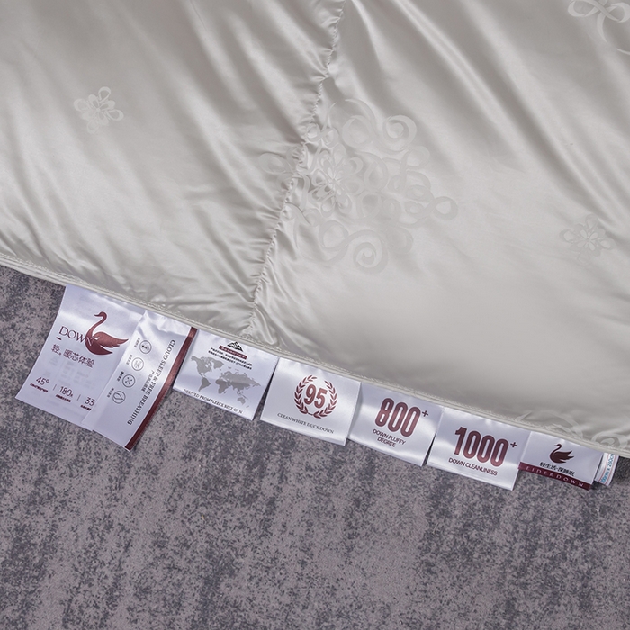 91家纺网 家纺一手货源 找家纺 静若居2024新款羽绒被壳高精密真丝提花羽绒被壳单层防绒婚庆款 灰色