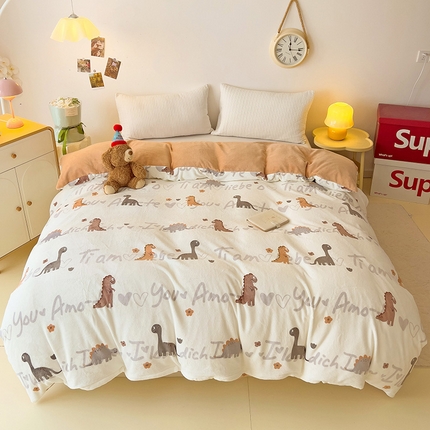 91家纺网 家纺一手货源 找家纺 （总）大柏树 2025新款A类高克重亲肤舒适牛奶绒印花四件套-单被套可定制