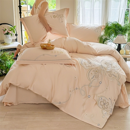 91家纺网 家纺一手货源 找家纺 （总）红番天家居馆 2025新款长绒棉四件套-亦蝶