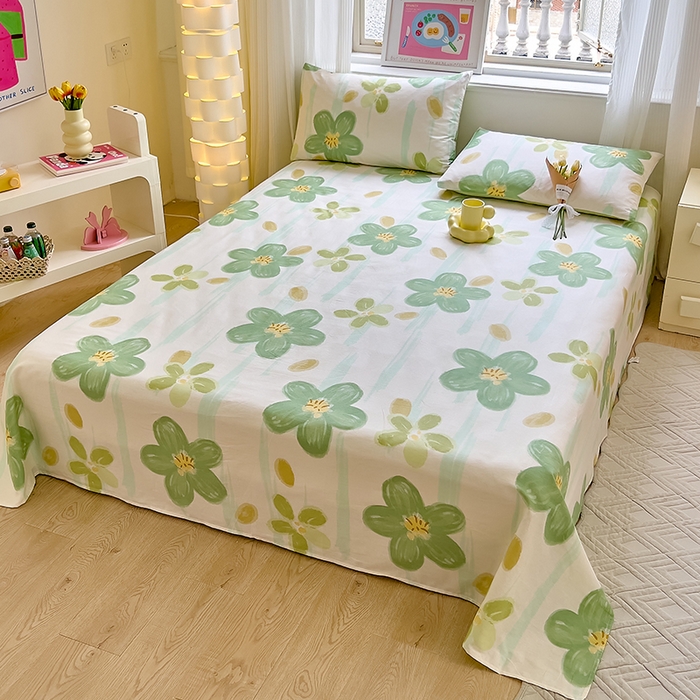 91家纺网 家纺一手货源 找家纺 拾物记 2024新款全棉喷气12868床单 半夏花语