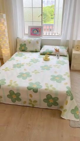 91家纺网 家纺一手货源 找家纺 拾物记 2024新款全棉喷气12868床单 半夏花语