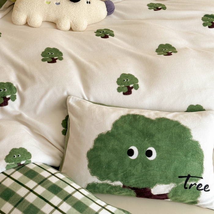 91家纺网 家纺一手货源 找家纺 时光里 2024新款ins风牛奶绒四件套 精灵树