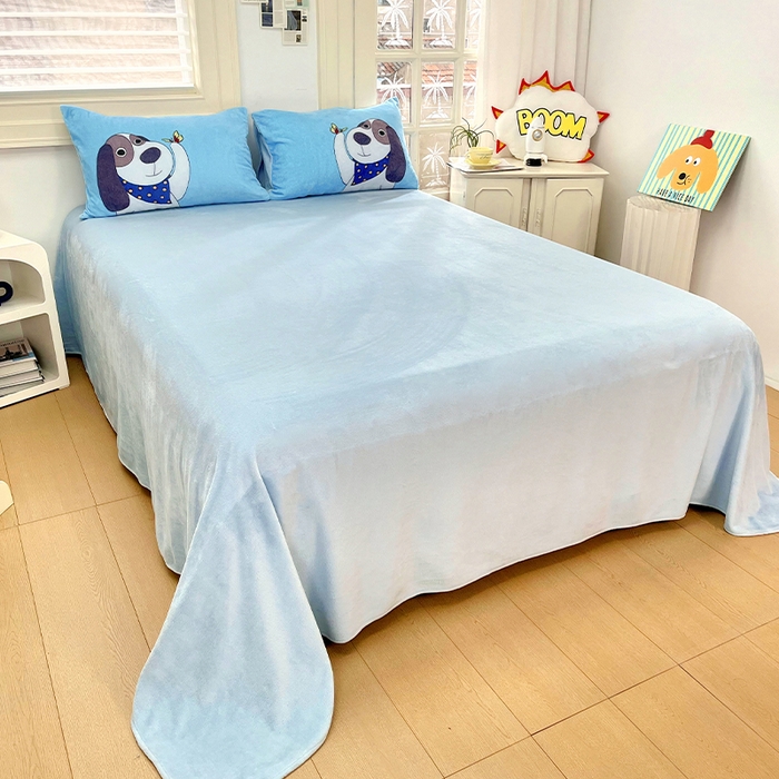 91家纺网 家纺一手货源 找家纺 浩诚 2024新款加厚保暖牛奶绒四件套印花卡通系列 波波宝贝