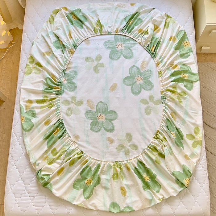 91家纺网 家纺一手货源 找家纺 拾物记 2024新款A类12868全棉喷气床笠 半夏花语