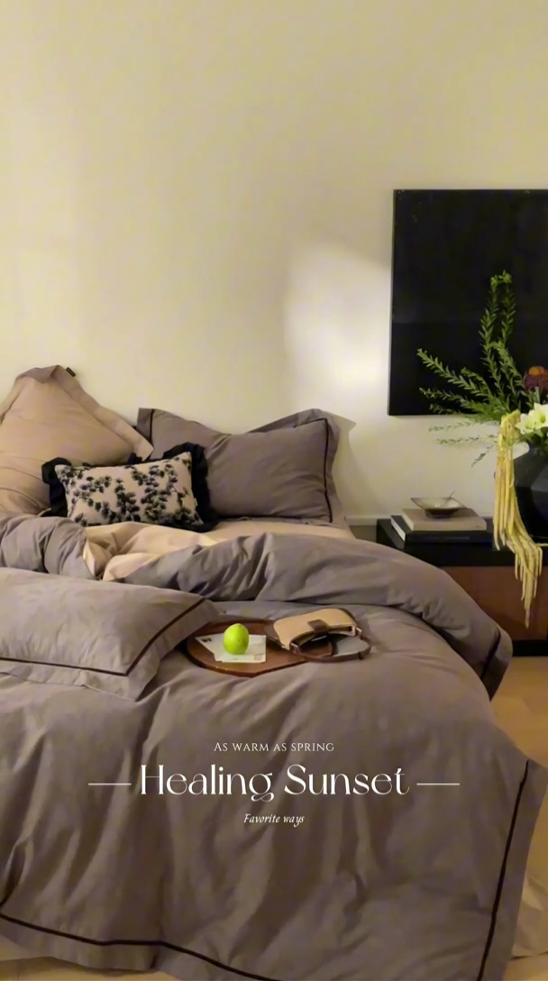 91家纺网 家纺一手货源 找家纺 2024新款老钱风复古秋冬全棉加厚立体浮雕磨毛四件套 茶檀