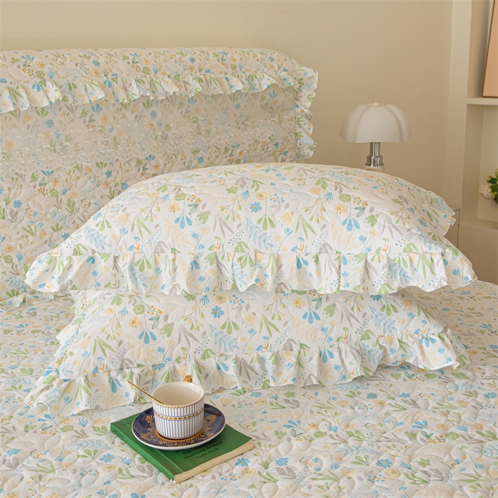 91家纺网 家纺一手货源 找家纺 十个点家纺 2024新款云锦棉印花晚秋系列床头罩 秋叶-兰