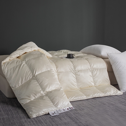 静若居2024新款羽绒被壳高精密真丝提花羽绒被壳单层防绒婚庆款 香槟