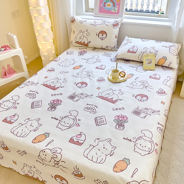 91家纺网 家纺一手货源 找家纺 拾物记 2024新款全棉喷气12868床单 萌宠日常