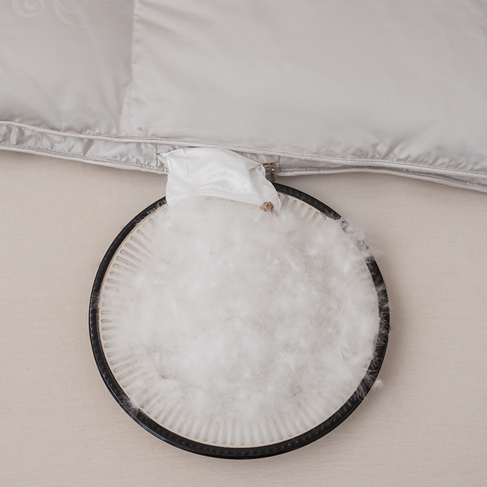 91家纺网 家纺一手货源 找家纺 静若居2024新款羽绒被壳高精密真丝提花羽绒被壳单层防绒婚庆款 灰色