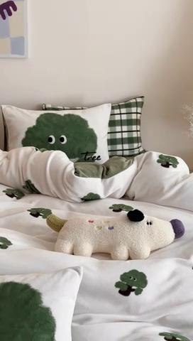 91家纺网 家纺一手货源 找家纺 时光里 2024新款ins风牛奶绒四件套 精灵树