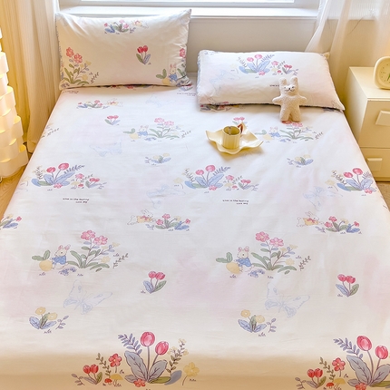 91家纺网 家纺一手货源 找家纺 拾物记 2024新款全棉喷气12868床单 幻蝶兔