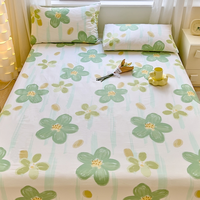 91家纺网 家纺一手货源 找家纺 拾物记 2024新款A类12868全棉喷气床笠 半夏花语