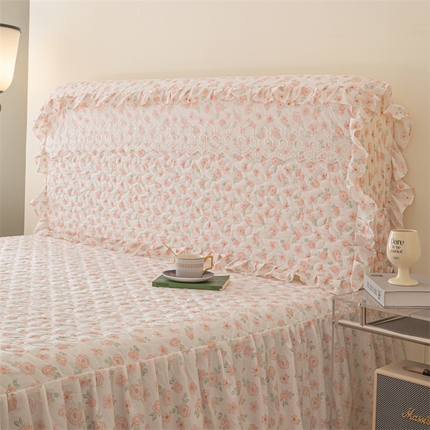 十个点家纺 2024新款云锦棉印花晚秋系列床头罩 红粉世家