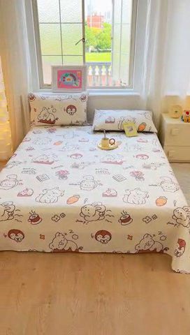 91家纺网 家纺一手货源 找家纺 拾物记 2024新款全棉喷气12868床单 萌宠日常