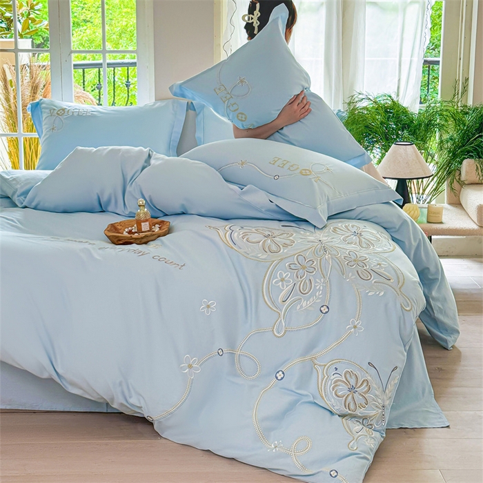 91家纺网 家纺一手货源 找家纺 （总）红番天家居馆 2025新款长绒棉四件套-亦蝶