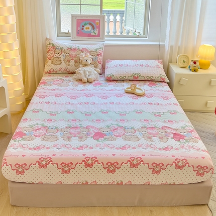 拾物记 2024新款A类12868全棉喷气床笠 小熊草莓派