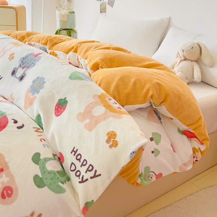 91家纺网 家纺一手货源 找家纺 大柏树 2025新款A类高克重亲肤舒适牛奶绒印花四件套-单被套可定制 布拉乐园