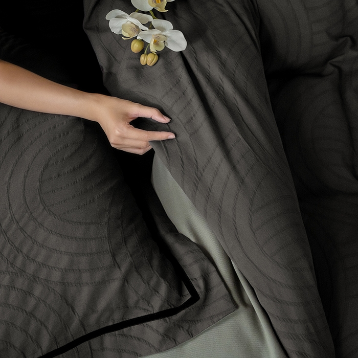 91家纺网 家纺一手货源 找家纺 2024新款老钱风复古秋冬全棉加厚立体浮雕磨毛四件套 古典灰