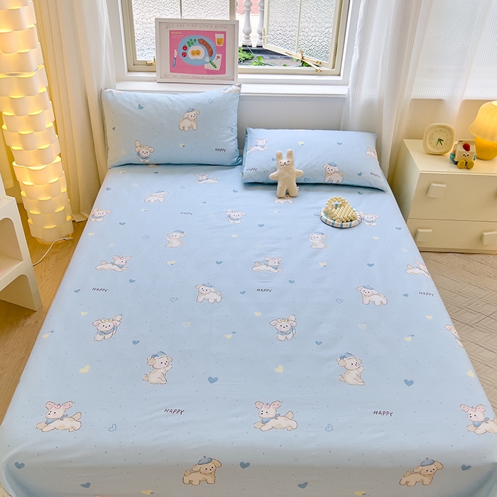 91家纺网 家纺一手货源 找家纺 拾物记 2024新款全棉喷气12868床单 帽子小奶狗