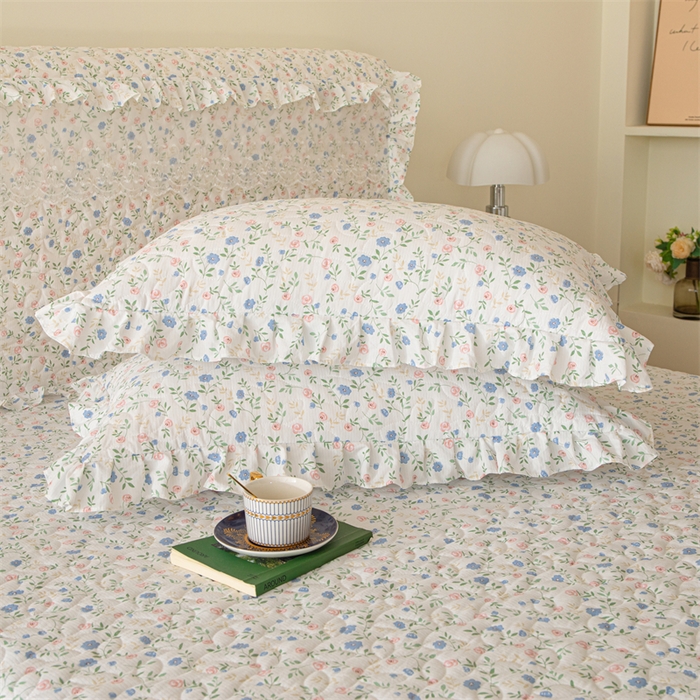 91家纺网 家纺一手货源 找家纺 十个点家纺 2024新款云锦棉印花床裙三件套-晚秋系列 富贵小花