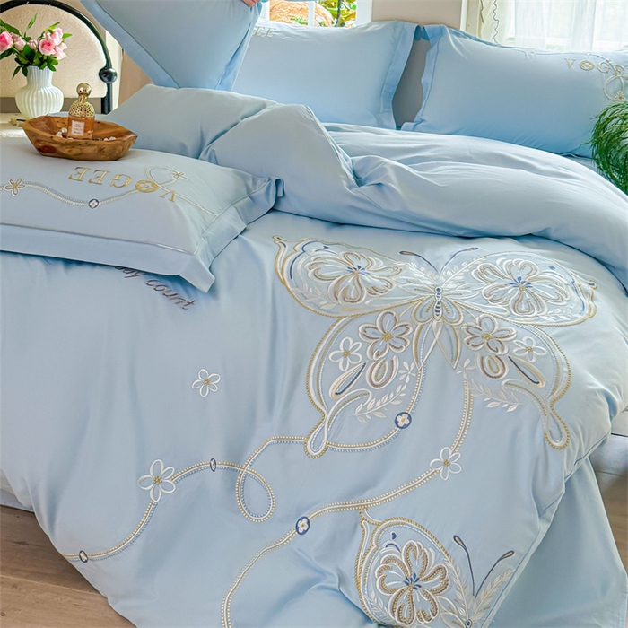 91家纺网 家纺一手货源 找家纺 （总）红番天家居馆 2025新款长绒棉四件套-亦蝶