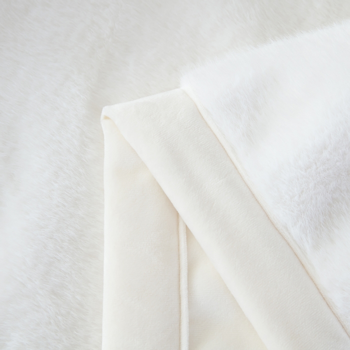 91家纺网 家纺一手货源 找家纺 2025新款纯色仿貂绒双面绒宝宝绒多功能休闲毯子办公室卧室复合毯子 白色