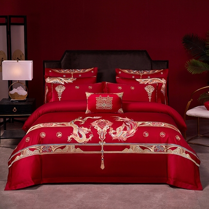 91家纺网 家纺一手货源 找家纺 （总）芊囍纺 2024新款婚庆四件套刺绣绣花四件套多件套