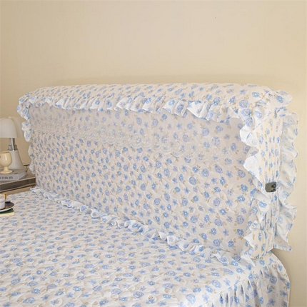 十个点家纺 2024新款云锦棉印花晚秋系列床头罩 蓝色玫瑰