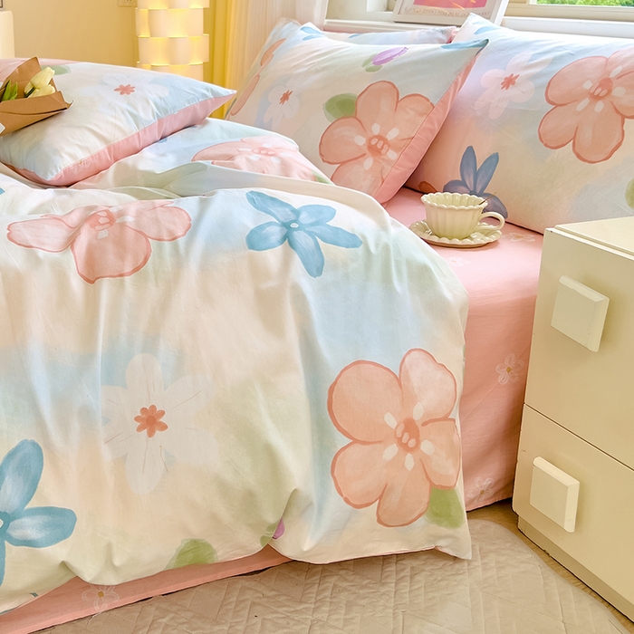 91家纺网 家纺一手货源 找家纺 拾物记 2024新款A类12868全棉喷气印花四件套 梦华录