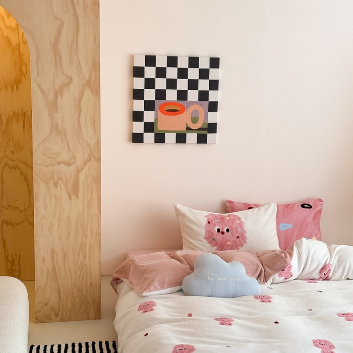 91家纺网 家纺一手货源 找家纺 时光里 2024新款ins风牛奶绒四件套 毛毛怪